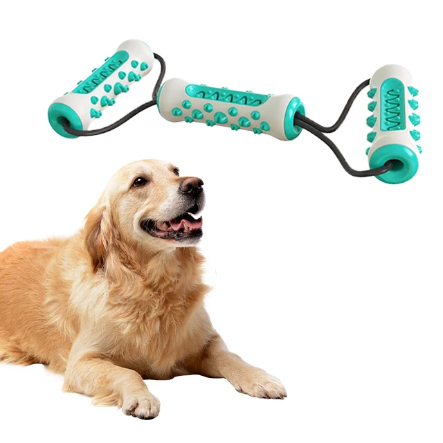 

Durable TPR Dog Chew Toys Cotton Rope Interactive Pet Molar Toy Bite-Resistant Three Dog Toothbrush Sustainable for Playful Pups