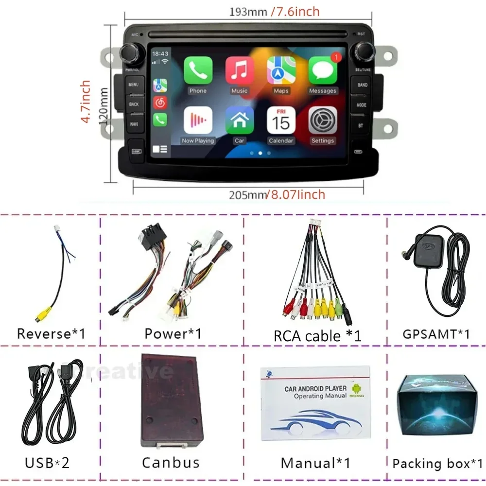 Car Radio Android for Dacia Logan Dokker Duster Sandero Lodgy 2012 - 2017 Renault Captur Symbol Autoradio Carplay Navigation GPS