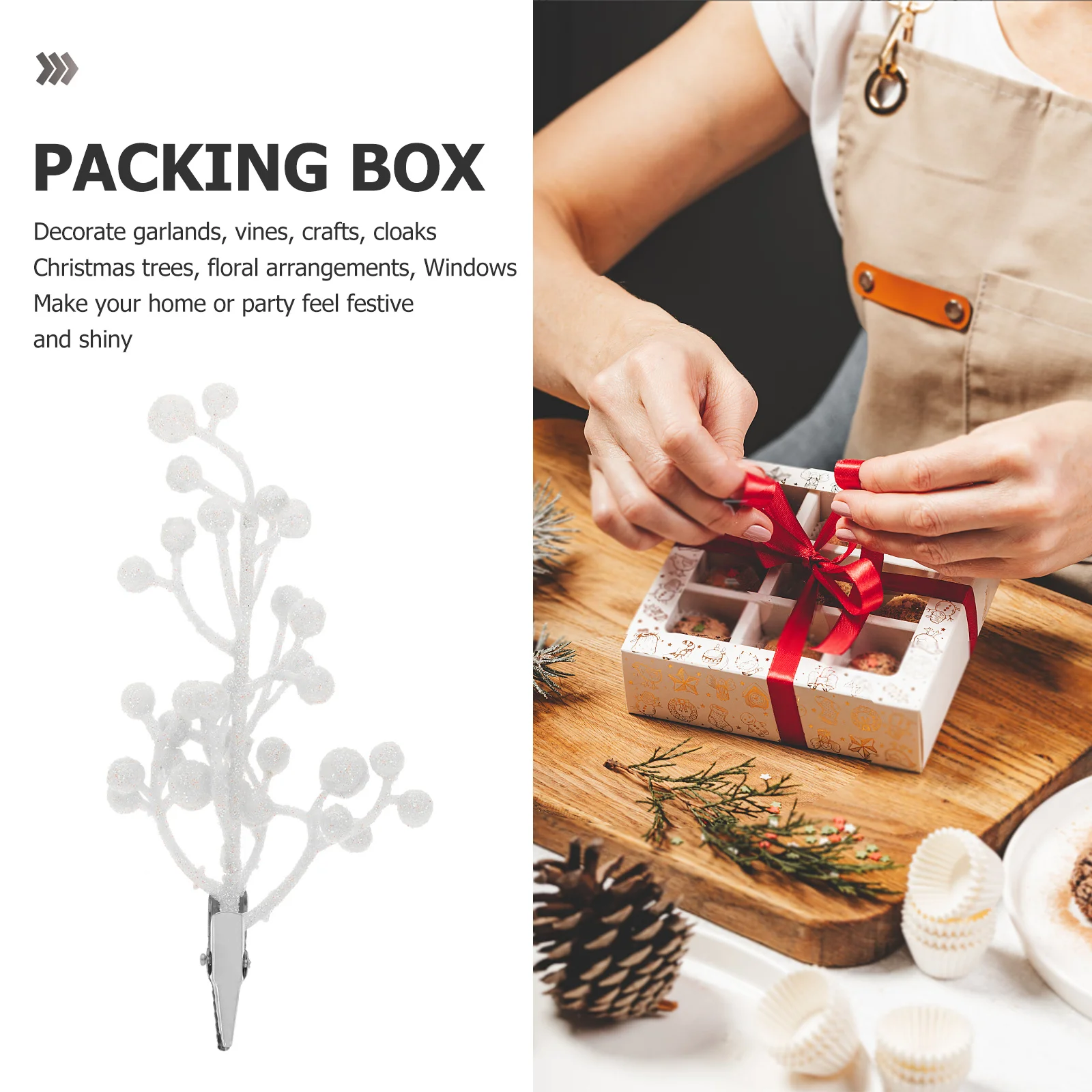 

6Pcs Christmas Tree Decor Artificial Berry Stems Cute Lifelike Berry Picks for Holiday Decorations Xmas Tree Branches Home