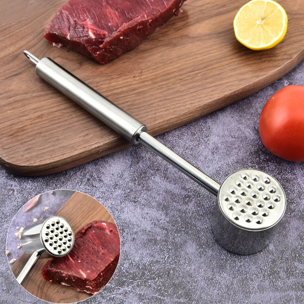 

Stainless Steel Meat Tenderizer Hammer for Steak Floss Pounder Mallet Kitchen Tool Cooking Helper Premium Non Skid