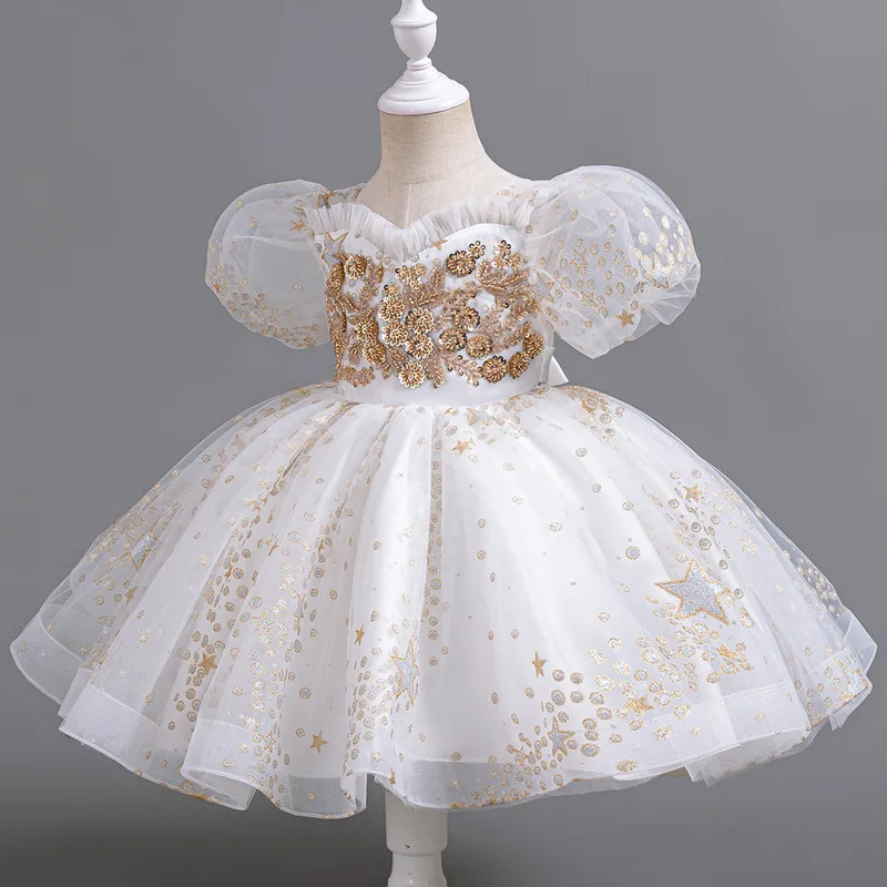 

Princess dress girl dress little girl sequined fluffy dress flower girl wedding piano host children's performance costume