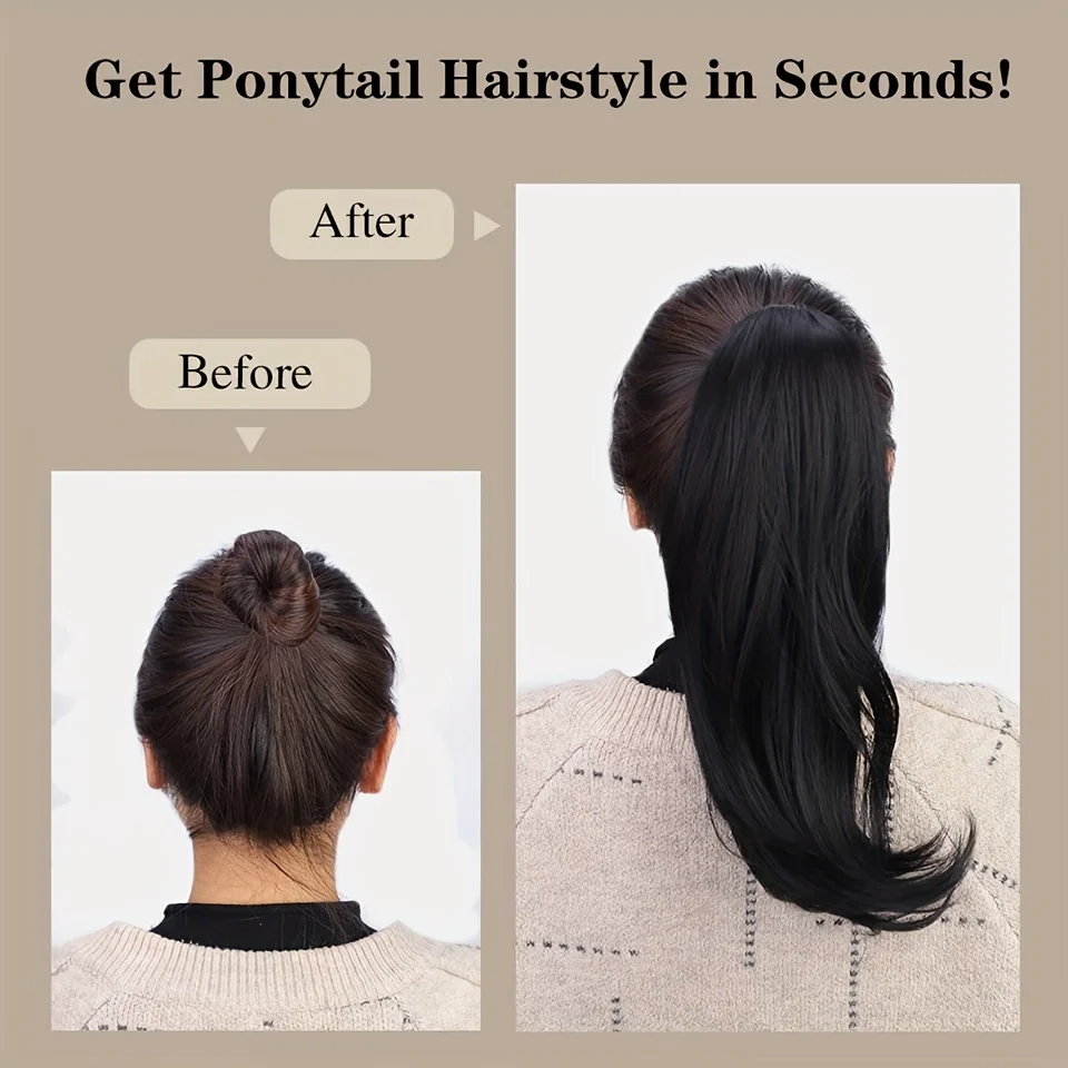 Slightly upturned ponytail Extension Claw Clip in Hairpiece Natural Ponytail for Women Synthetic Hair PonyTails High-Resistant F