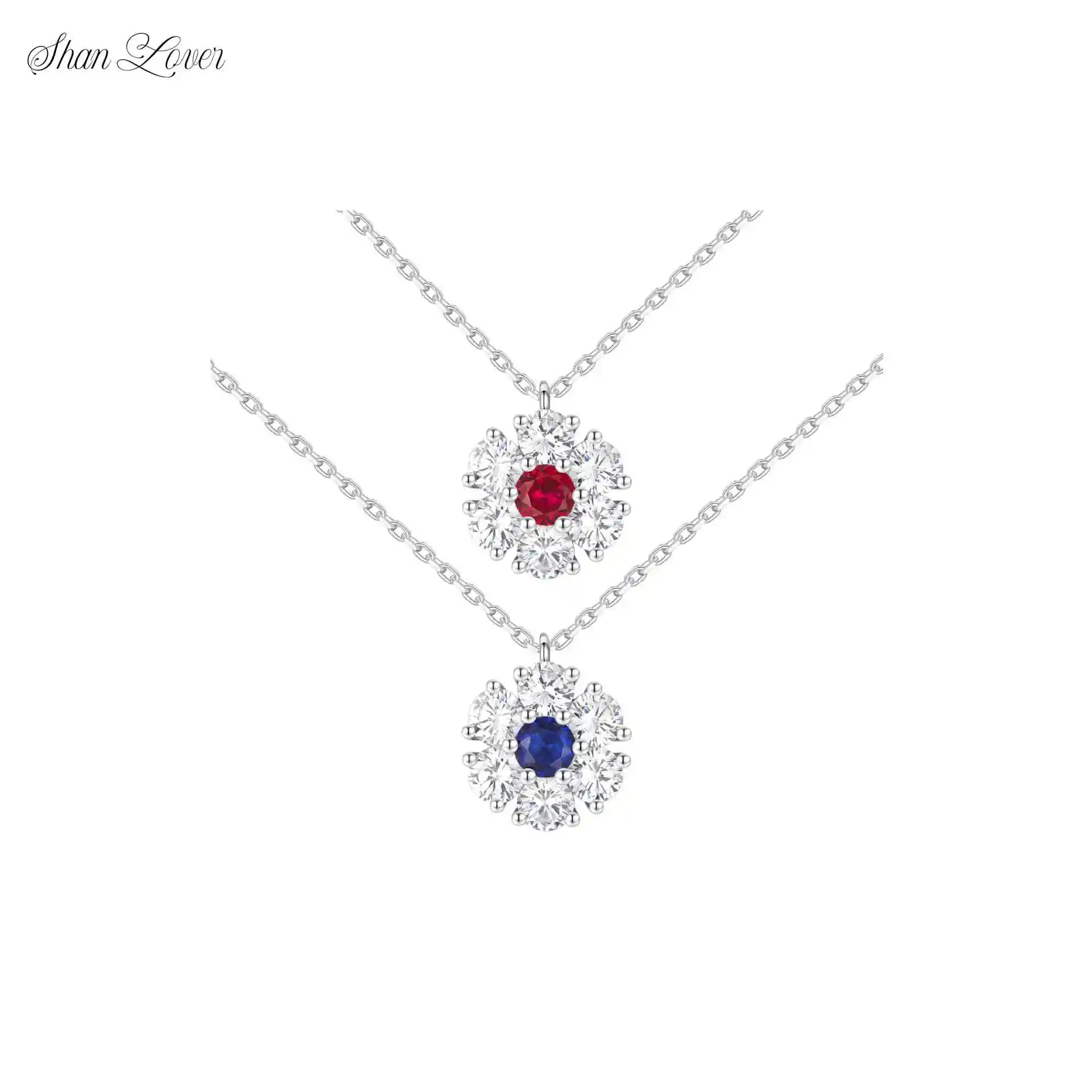 

ShanLover Luxury Brand Designer Colorful Gemstones Pendant s925 925 Sterling Silver Pendants Necklaces For Woman Girl Jewelry