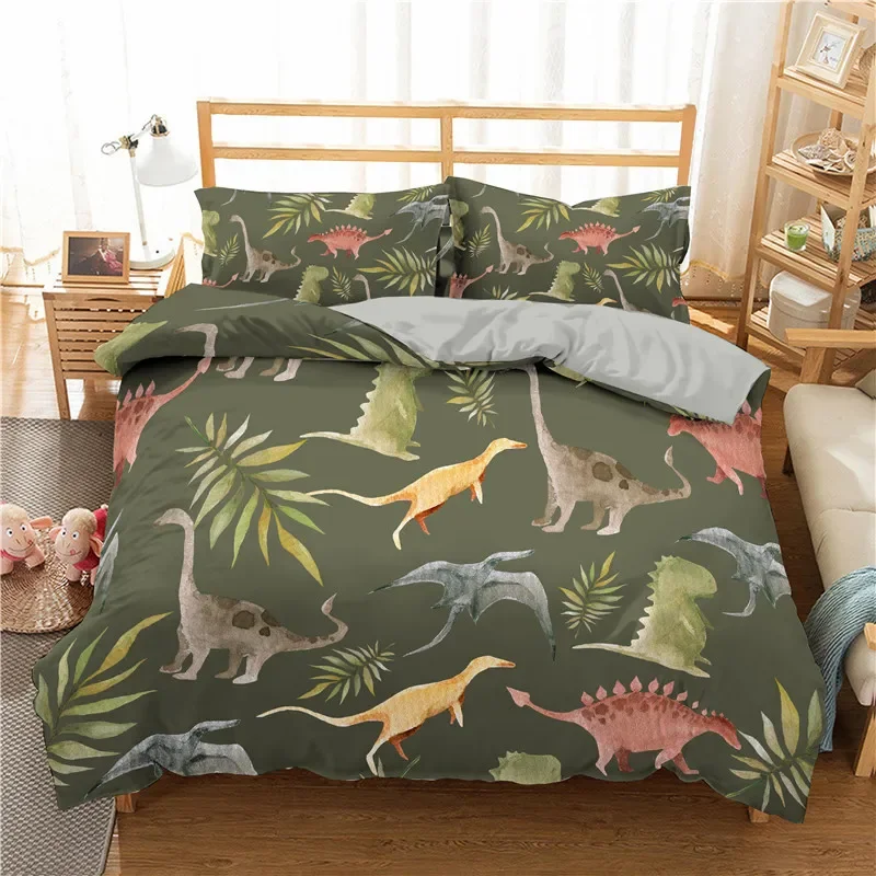 

Ropa De Cama Dinosaurs Kids Bedclothes Super Soft Comfortable Jurassic Bedding Set Quilt Cover Pillowcases Boy Bed Set 2/3pcs