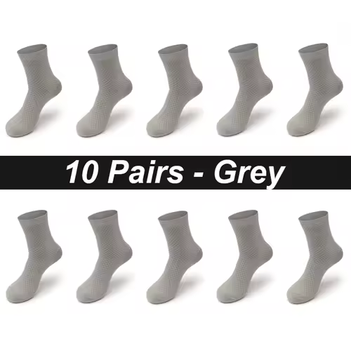 10Pairs/Lot Men's Bamboo Fiber Socks Long Black Business Soft Breathable New High Quality  Autumn for Male Socks Plus Size 39-48 - Image 8