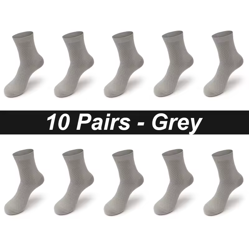 10Pairs/Lot Men's Bamboo Fiber Socks Long Black Business Soft Breathable New High Quality  Autumn for Male Socks Plus Size 39-48 - Image 8