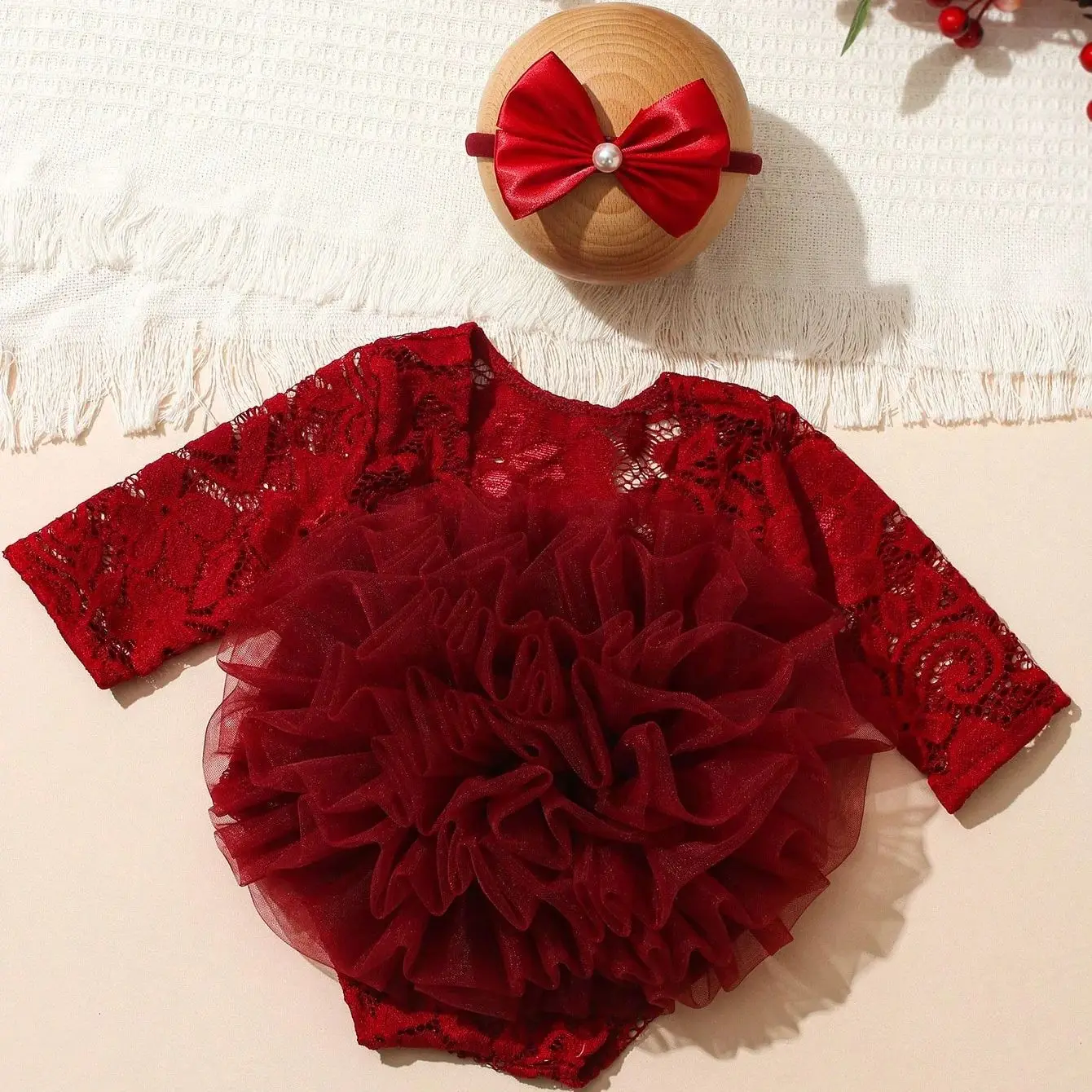 2pcs Baby Tutu Dress Newborn Photography Outfit Adorable Lace Girl Princess Dress Romper Baby Gifts Photo Shooting Clothing