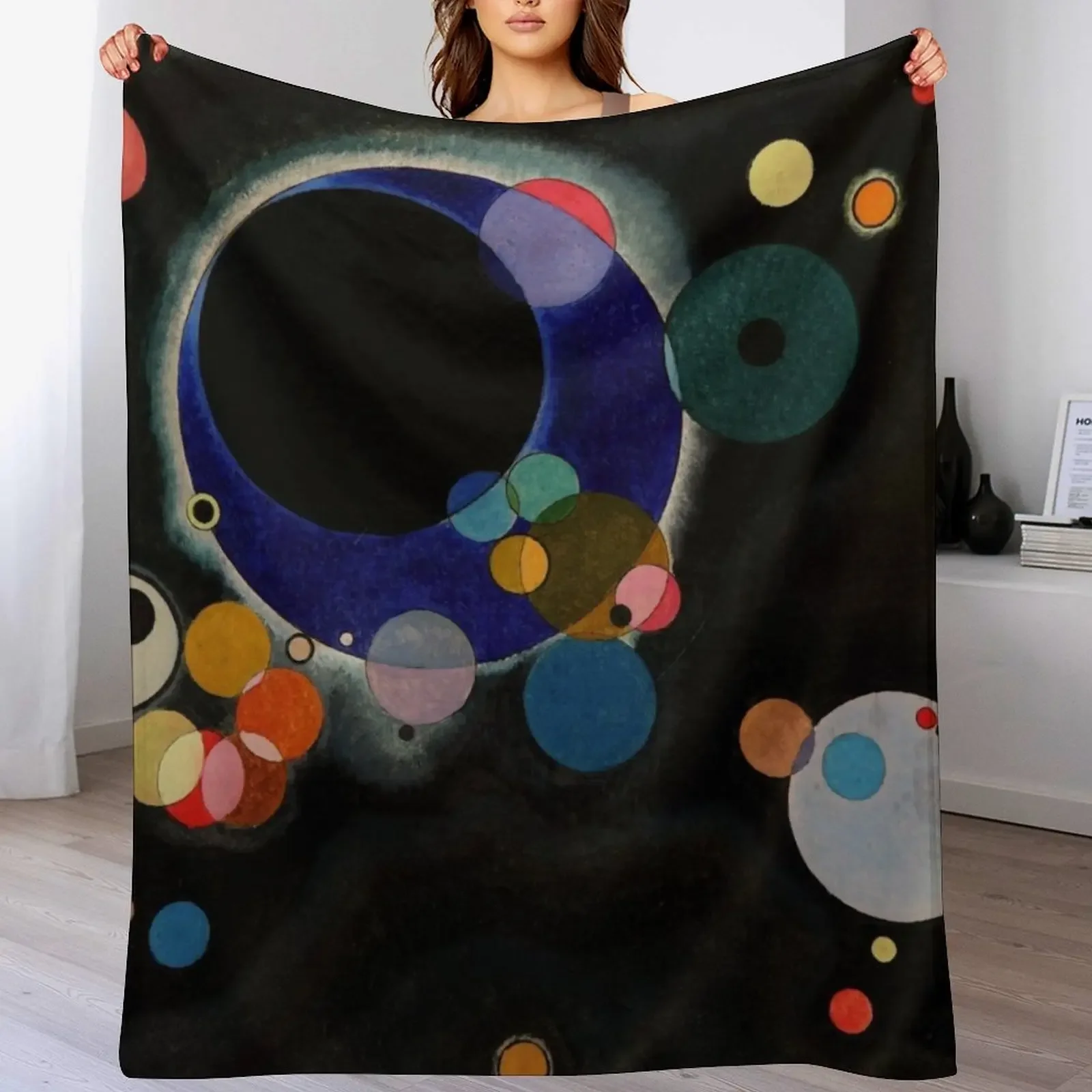 Wassily Kandinsky - Several Circles - Bauhaus Art Throw Blanket warm winter Flannel Fabric Blankets