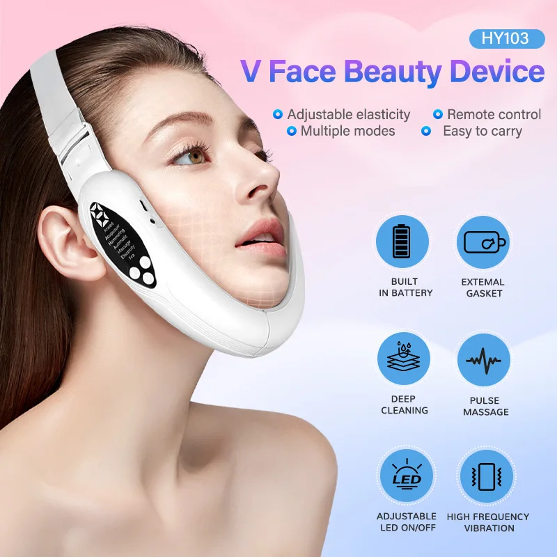 Vibration Chin-Up V Face Massager for Face EMS Facial Lifter Beauty Device Double Chin Remover V-Line Up Facelift Shaper Belt