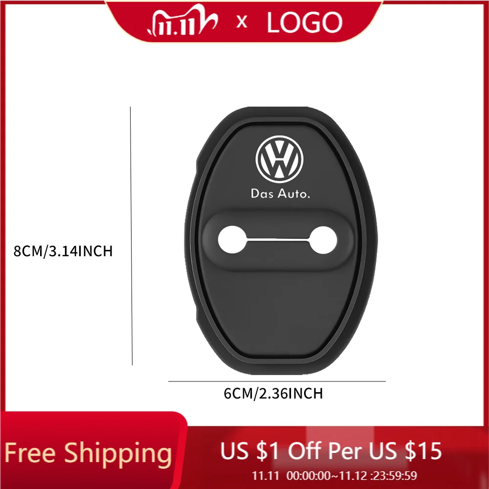 Capa protetora de silicone para fechadura de porta de carro, acessório interior para volkswagen r golf passat b6 t5 phaeton teramont tiguan, 2/4 peças