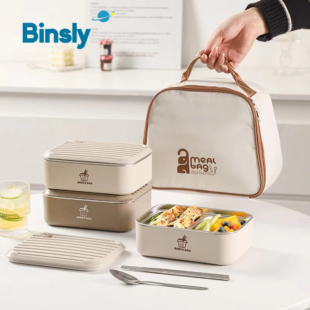

Набор безопасных пищевых контейнеров из нержавеющей стали для микроволновой печи, термоизолированная коробка для бенто, герметичная коробка для завтрака Tiffin для детей, школы с сумкой