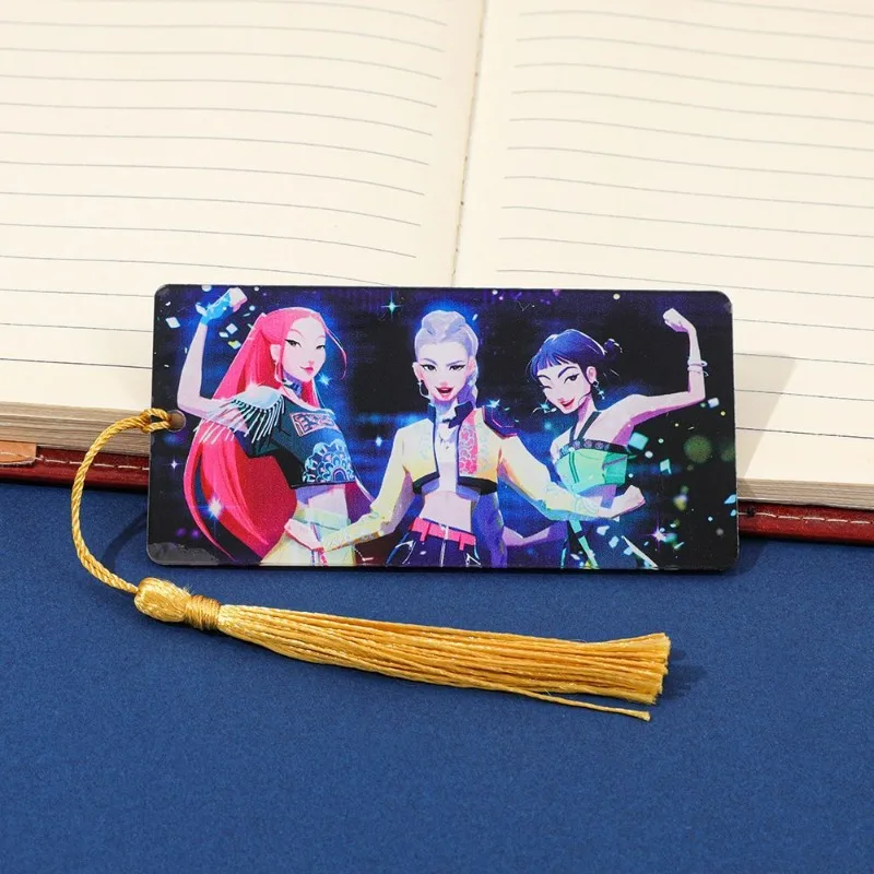 Neue KPop Demon Hunters Zoey Rumi Mira personalisierte kreative Acryl-Lesezeichen, praktisch zum Lesen von Schülern mit Quastenanhängern