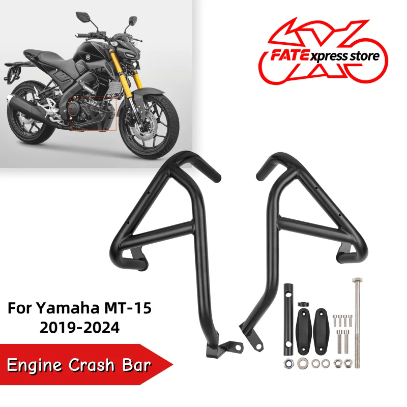 

FATEXPRESS For Yamaha MT15 2019-2024 Engine Crash Bar Guard MT 15 2023 2022 2021 Bumper Frame Protector Motorcycle Accessories
