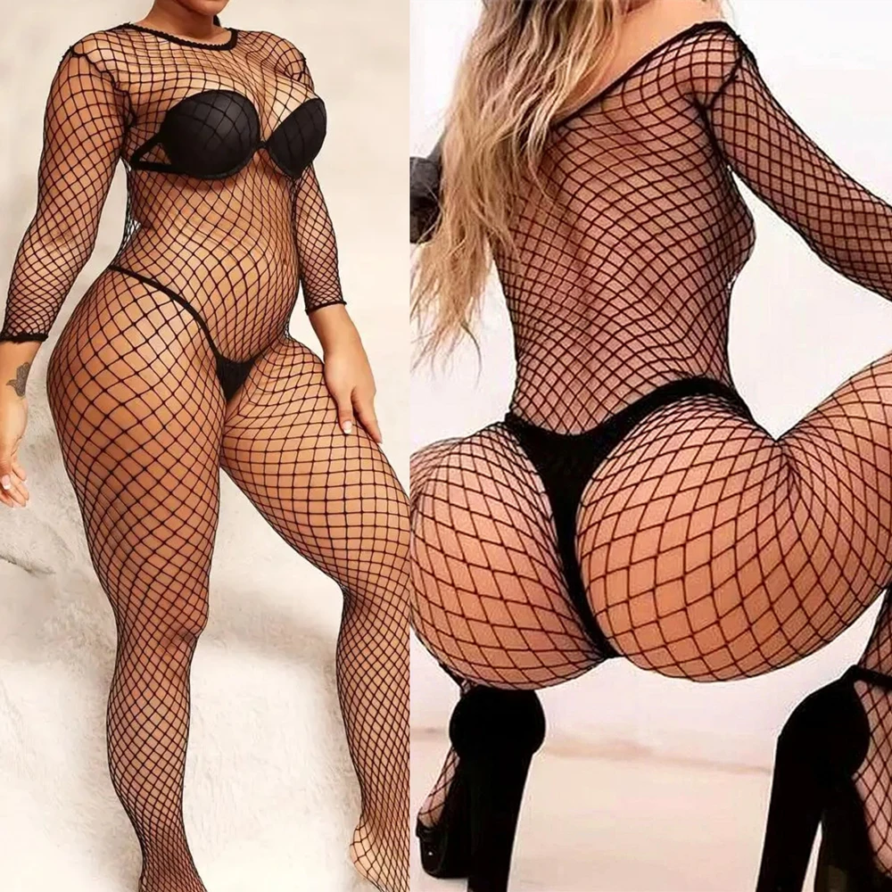 Sexy Mesh Bodystockings For Women Erotic Fishnet Sexy Lingerie See Through Dress Costumes Teddies Bodysuits Sexy Porno Underwear