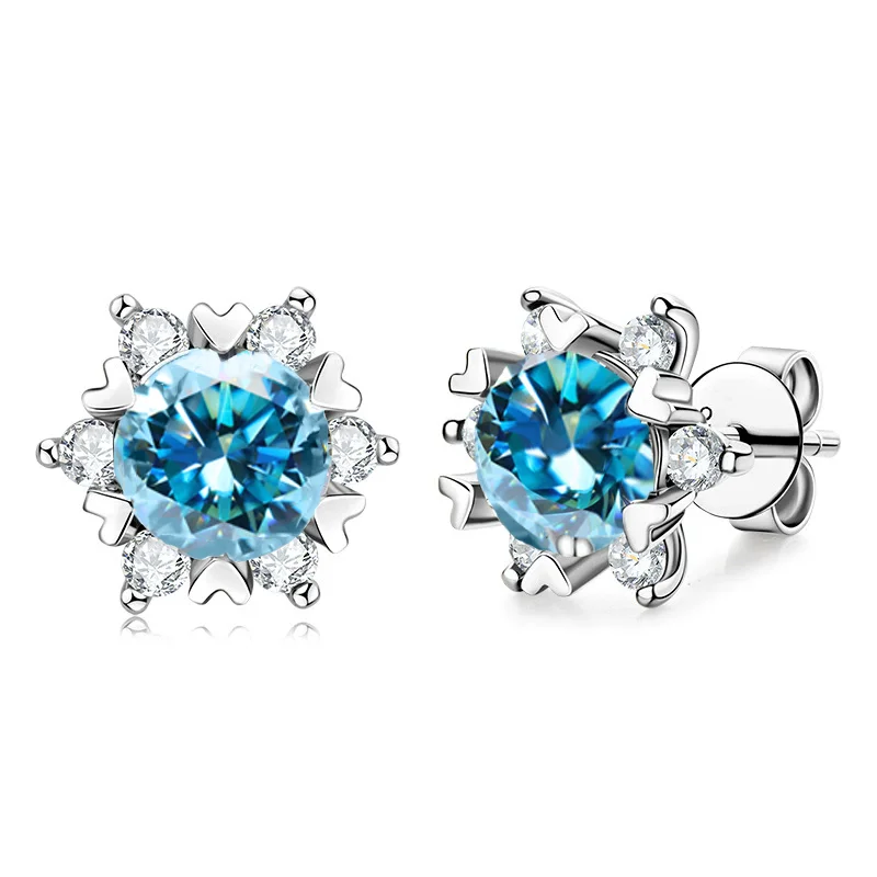 

TY Moissanite Earring elegant for women 925 sterling silver snowflake stud earrings multiple colors D Color free shipping