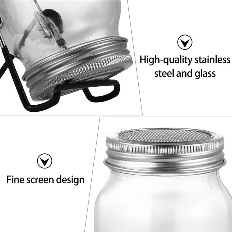 Imagem -03 - Glass Sprouting Jar Kit para Home Garden Brotos Kit Crescendo Bracket Tampa do Filtro Sementes Brotar Cozinha