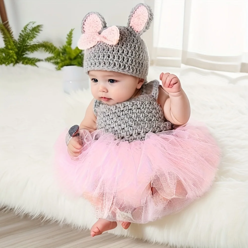 Adorable 2-Piece Newborn Baby Outfit Set Baby Boy Girl Dress Romper Outfits New Born Photography Outfit Fotografia Acessorios