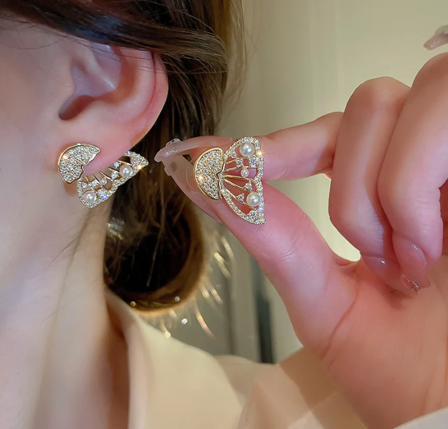 2022 new S925 silver needle copper gold plated pearl zircon Butterfly Earrings for women Fashion Jewelry