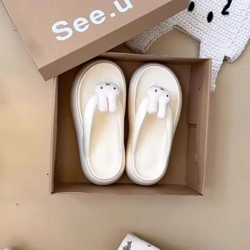 

Anime Cartoon Miffy Rabbit Casual Slippers Summer New Outdoor Breathable and Versatile Thick Bottom Slippers Holiday Gift