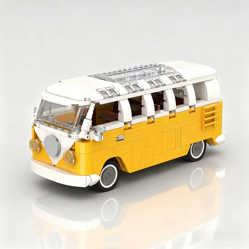 561 stücke MOC Volkswagen Transporter Samba Stadt Modell Bausteine Architektur Weihnachten Geschenke DIY Spielzeug Idee Bildung Ziegel