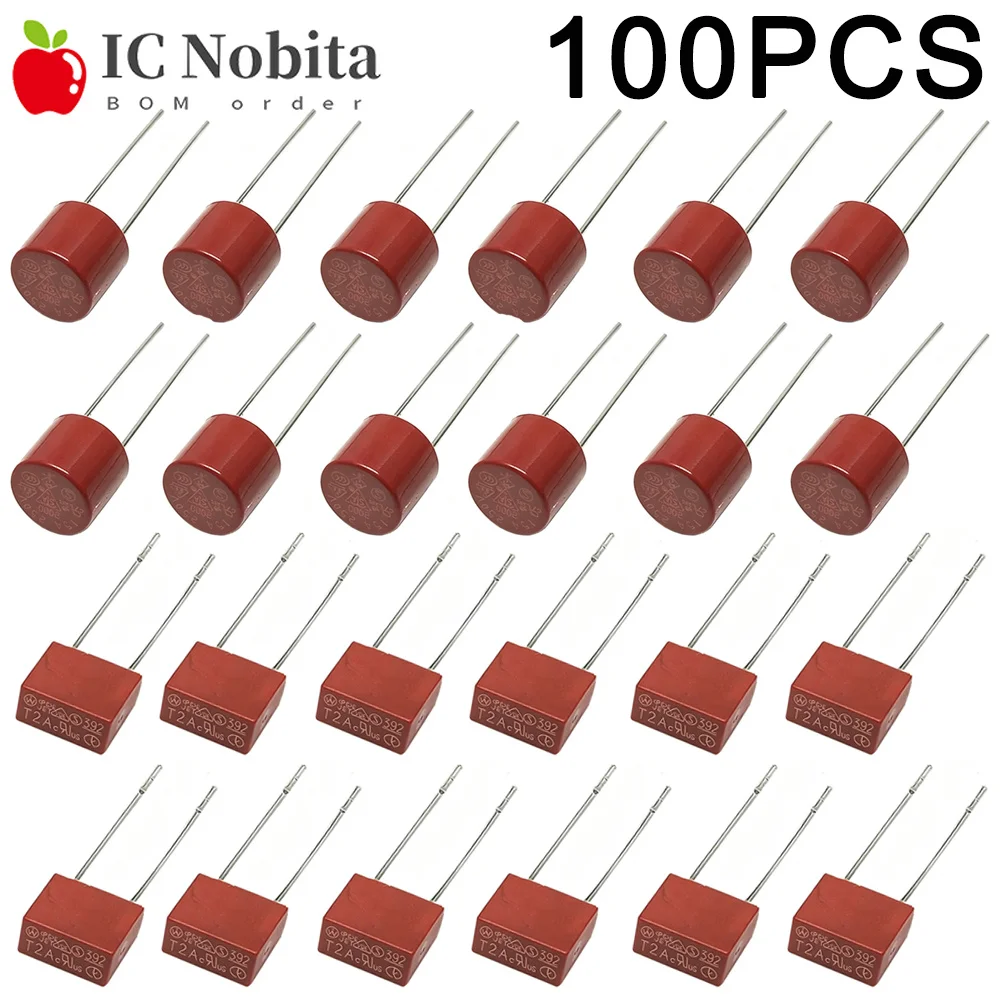 100PCS Round Fuse Slow Blow Square Fuses 0.5A 1A 2A 2.5A 3.15A 4A 5A 6.3A 500mA 250V 382 392 Plastic T2A LCD TV Power Board