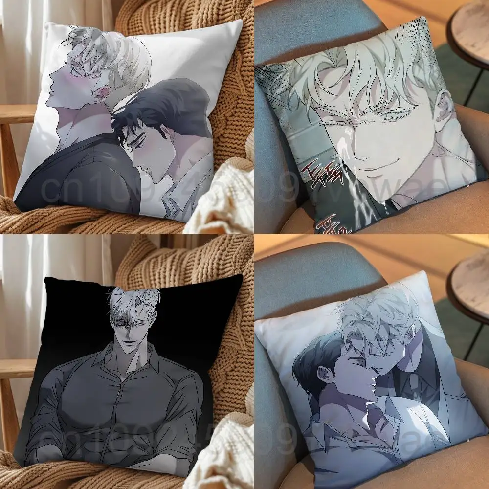 Korean webtoons Unfinished Business Pillow Case Anti-dustmite Pillowcase Invisible zipper silky short plush Sofa cushion cover