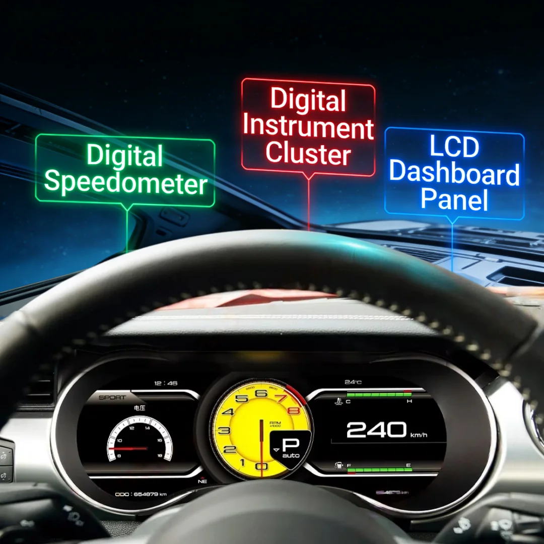 12.3 inch Digital LCD HD Instrument Dash Screen Digital Cluster For Ford Mustang  2015-2023 Copilot Car LCD Dashboard Instrument