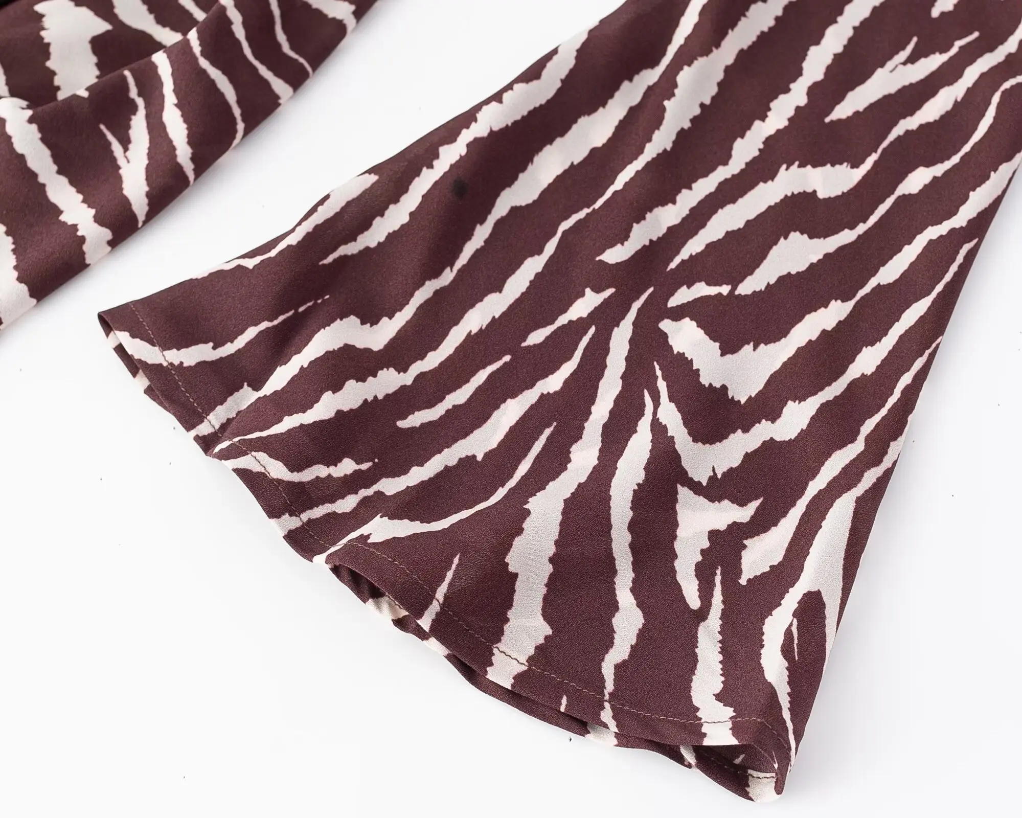 Vestido largo con estampado floral y manga acampanada para mujer, vestidos largos ajustados con cuello redondo y rayas de cebra para otoño