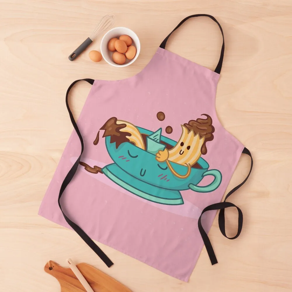 Cute Cup Of Chocolate Dipping Sauce & Churro Apron Camping For Kitchen Woman Work kitchen gadgets Apron