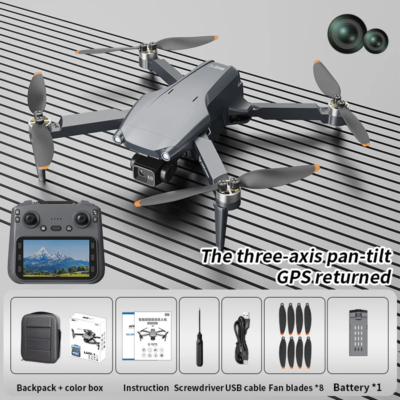 Originele L600 PRO MAX GPS Drone Professionele 3-As PTZ HD Dual Camera Obstakel vermijden Borstelloze Motor 5G WIFI RC Quadcopter