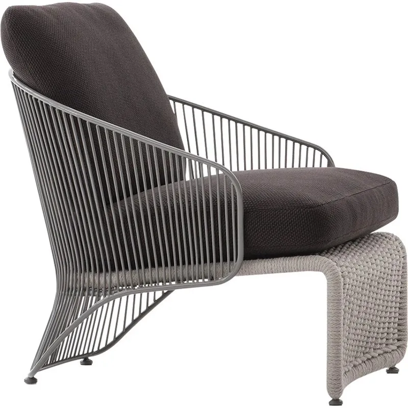 

Nordic Outdoor Single Rattan Sofa Hotel Homestay Designer Sales Department Villa Garden Leisure Garden Furniture