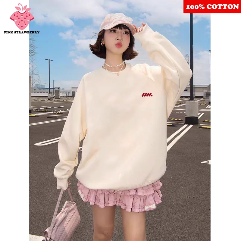 

American style Plush Sweatshirt Women Autumn Winter 2025New Oversize Long sleeves Casual Hoodie Pullover Y2K Top Ladies clothing