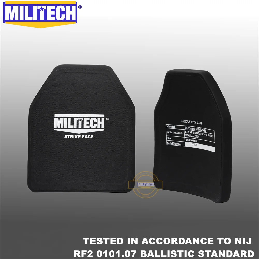 MILITECH 10x12 Bulletproof Plate NIJ 3+ III+&NIJ 0101.07 RF2 SIC&PE Stand Alone Two PCs Ballistic Panel AK47&SS109&M80