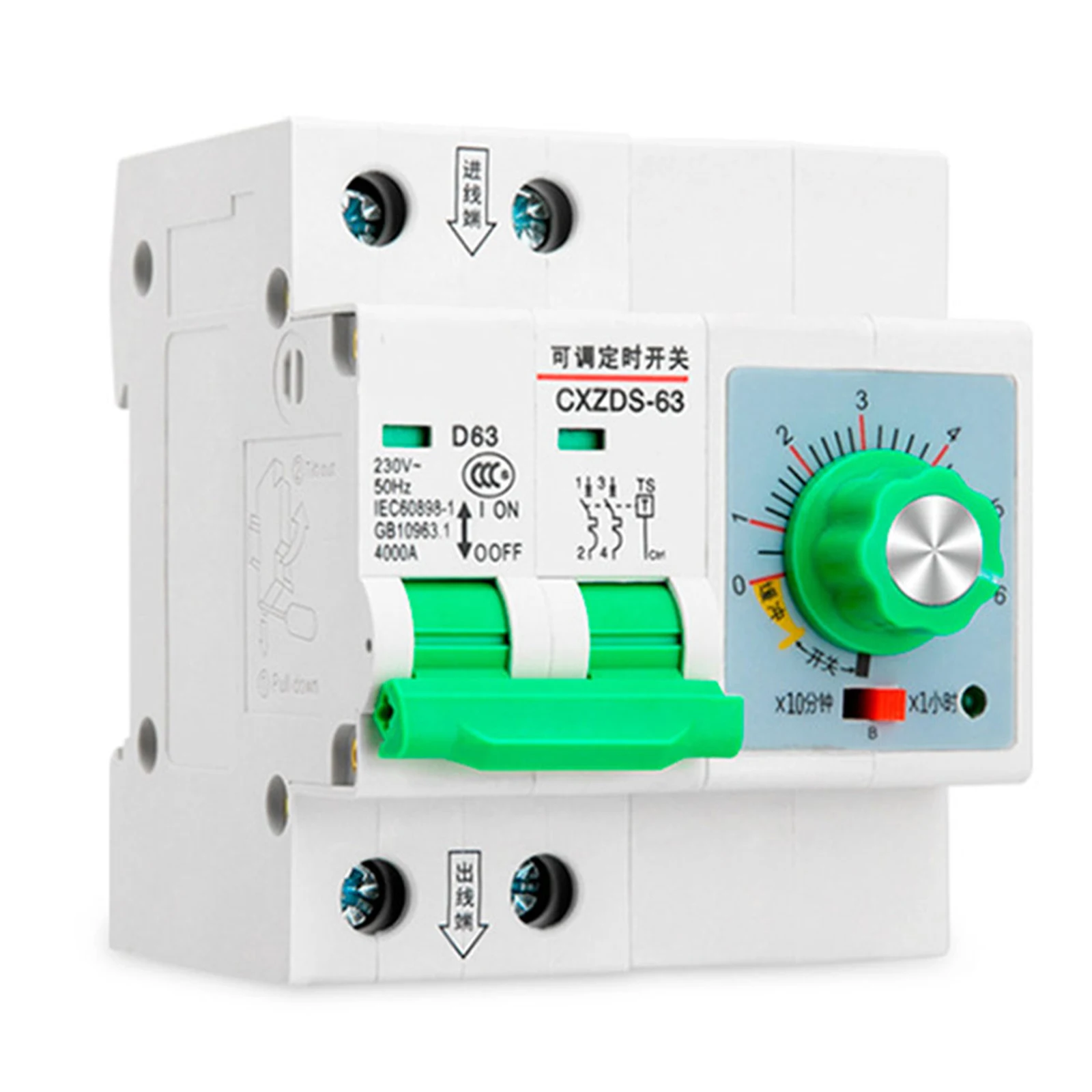 Mechanical Adjustable Timer Switch 63A 13000W With Memory Function 1 Min To 6 H Range Rail Mounted Circuit Breaker Timer Switch