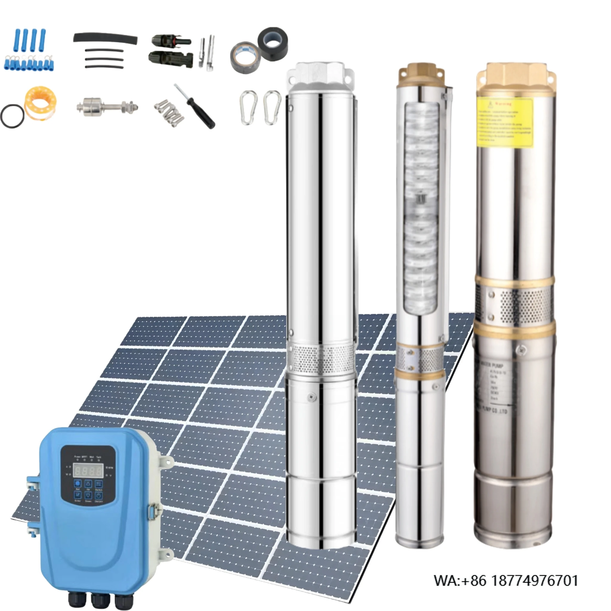 

1 высокоэффективная солнечная насосная система 9 м3/ч, большой расход, 72 В, нержавеющая сталь для сельского хозяйства, орошения, усилитель Kenya для сточных вод