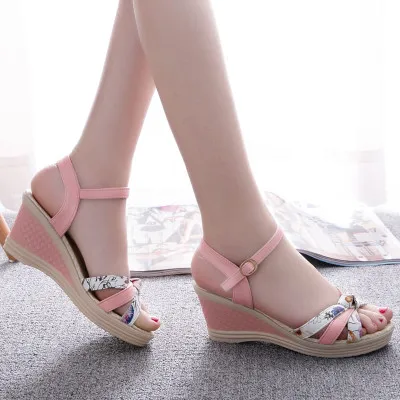 2022 Platform Gladiator Sandals Lace Up White Sandals Girls High Heels Wedges Casual Sports Shoes Woman Spring Summer