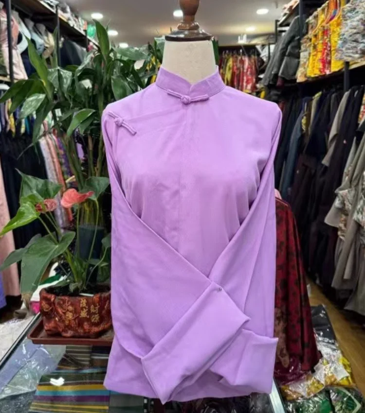 Vestido tibetano com camisa de botão para mulheres, estilo chinês Xizang