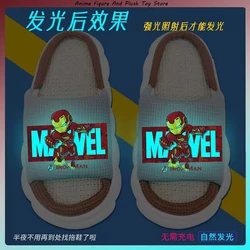 Iron Man Spider-Man Luminous Children's Slippers Creative Personalized Linen Slippers Non-Slip Thick-soled Home Slippers