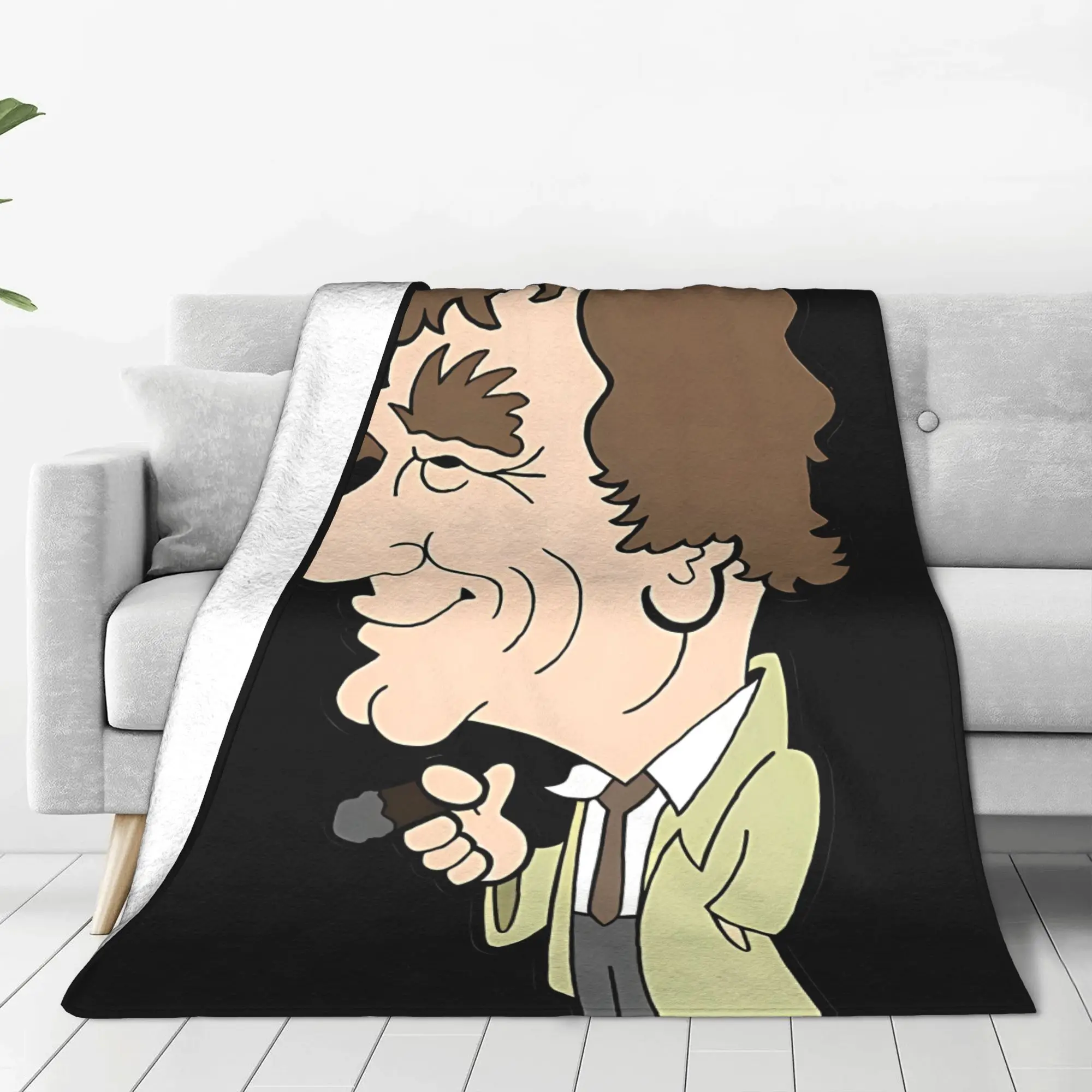 1PC Vintage Detective Cartoon  Columbo Home Room Decorations Winter Blankets For Adults Bedding Home Interior Sofa Knee