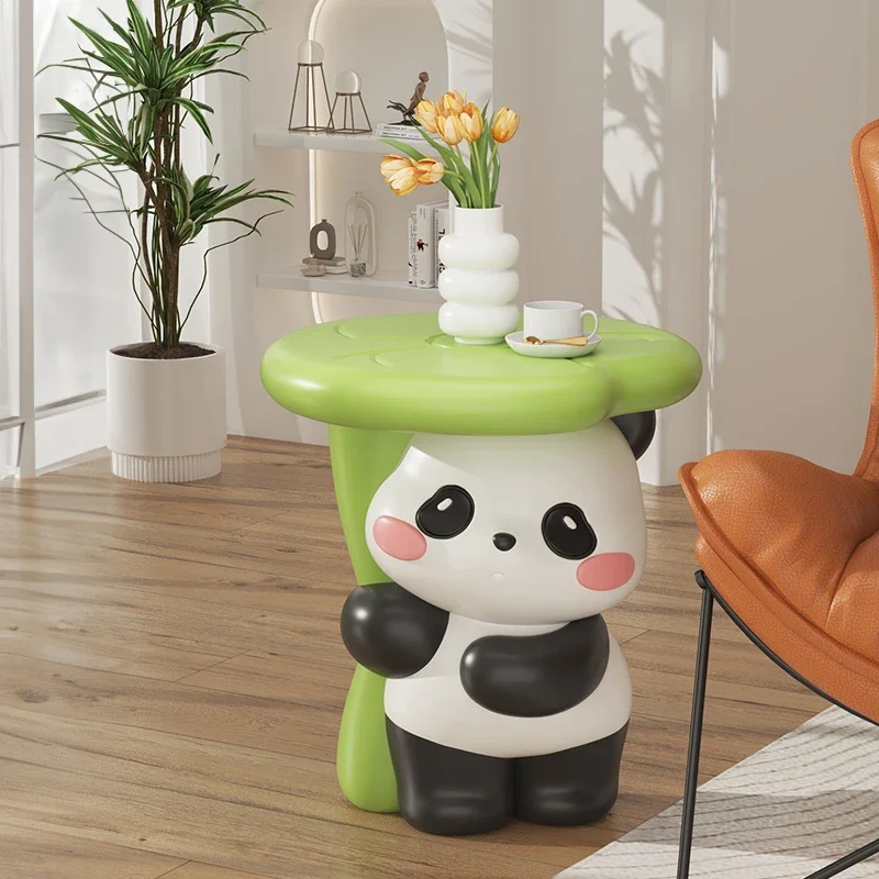 

Creative Cartoon Panda Sculpture Tea Table Home Living Room Bedroom Sofa Side Cabinet Corner Tables Customized Resin Furniture