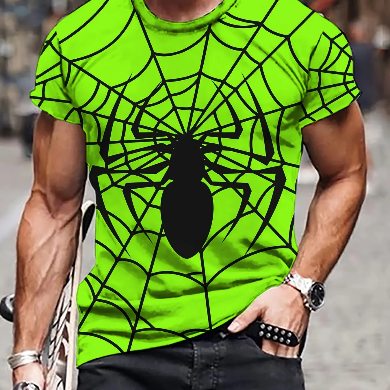 Summer fashion men\'s fun printed pattern T-shirt, loose and breathable, suitable for outdoor streets