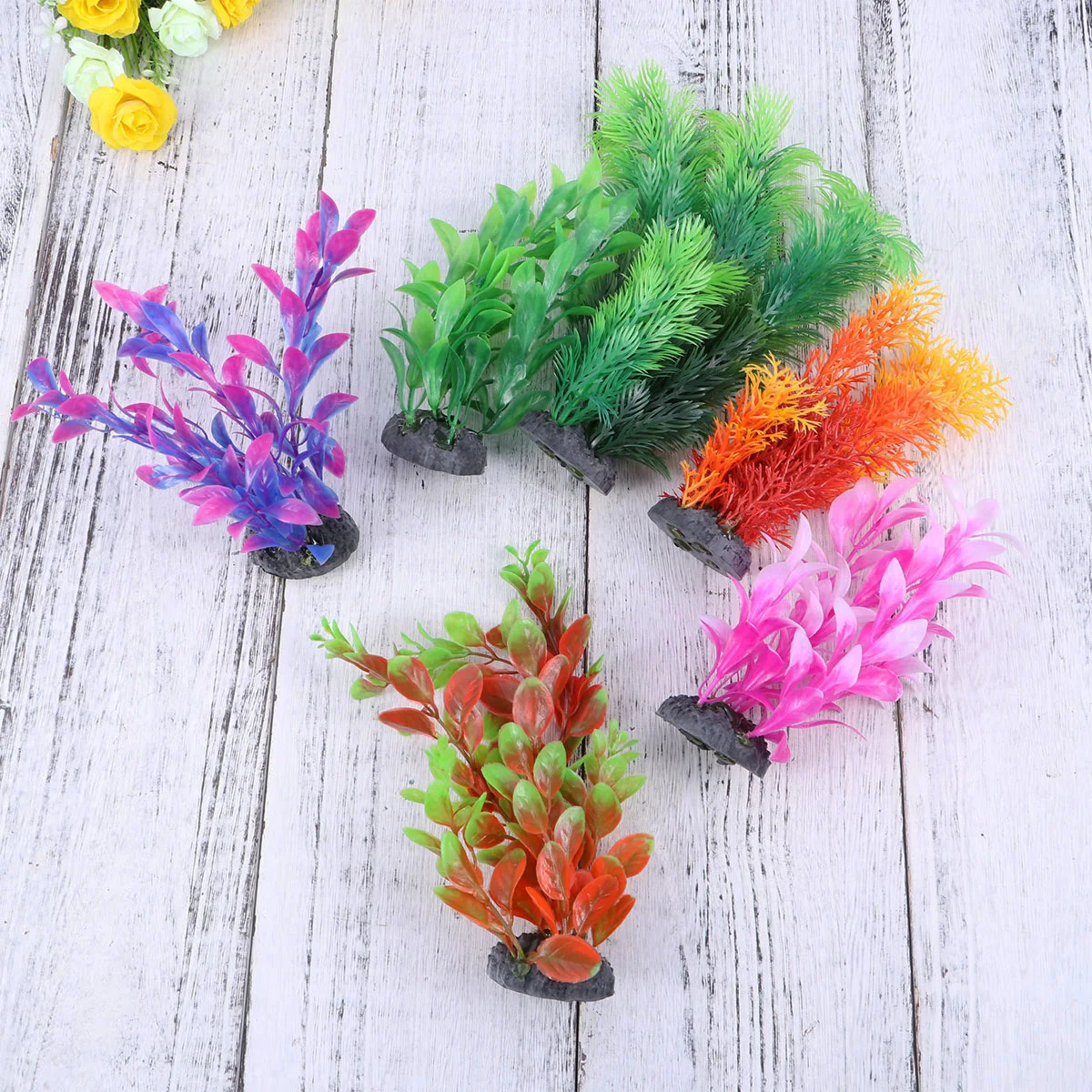 6pcs Artificial Grass Aquarium Decorations Plastic Plants Fish Tank Ornaments Realistic Underwater Garden Pet Habitat