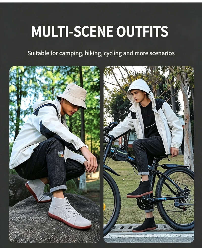 Mid-Top-Barfußschuhe für Männer und Frauen, breiter Zehenbereich, minimalistische Sneaker, atmungsaktiver Strick, Zero Drop, breiter Schnitt, lässige Walkingschuhe – Detail 6