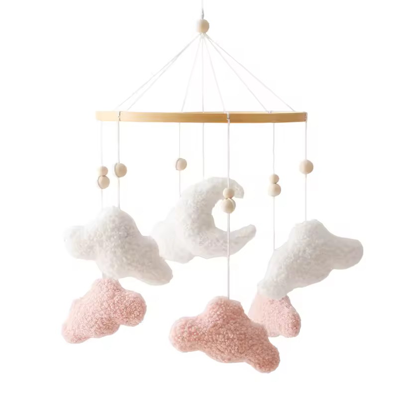 Wooden Crib Mobile Baby Bed Bell Rattle Toy Soft Felt Cartoon Bear Mobile bracket Newborn Music Box Bed Bell Hanging Bracket Toy - Image 8