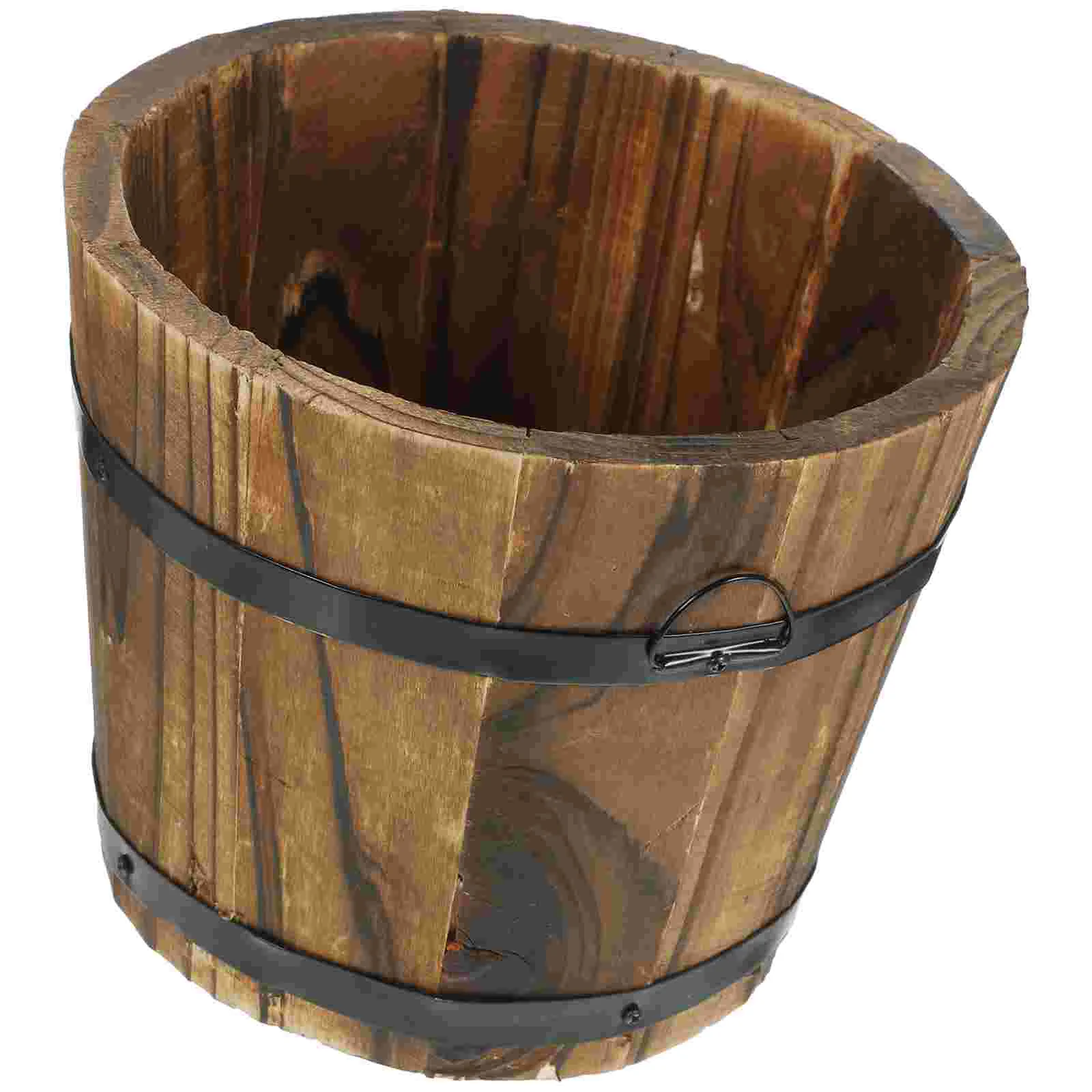 Artificial Solar Lights Outdoor Decorative Wishing Well Bucket Wooden Pot Stand Indoor Home