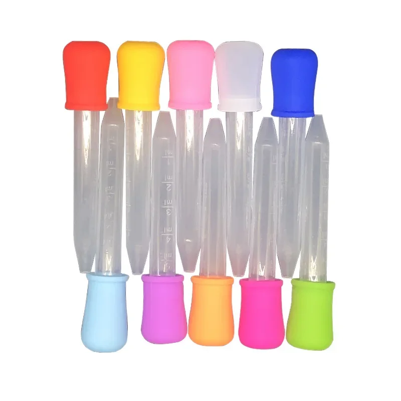 5ml Small Silicone Plastic Graduated Pipette Dropper Feeding Medicine Juice Water Liquid Eye Ear School Lab Experiment Supplies