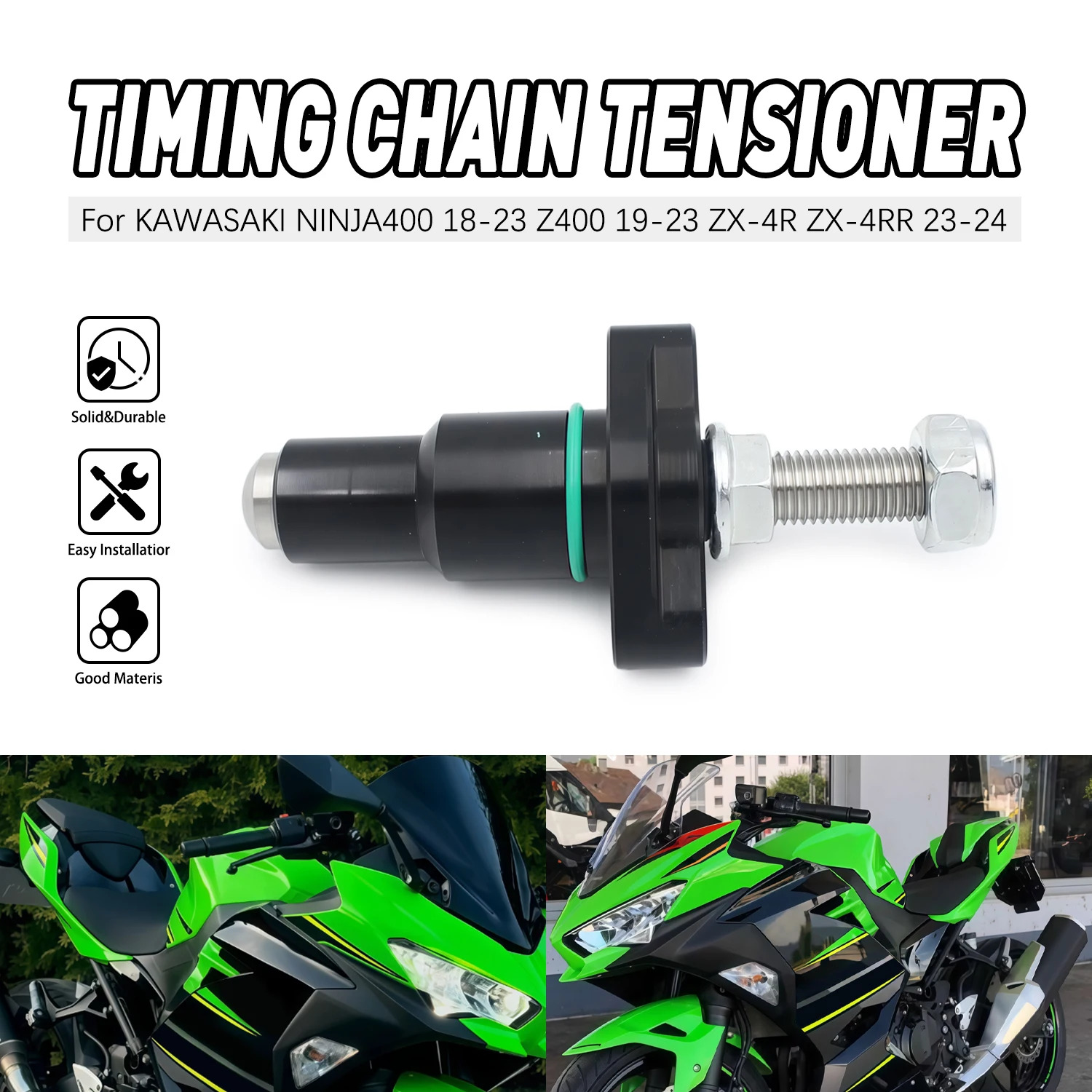 

Aluminum Manual Cam Timing Chain Tensioners For KAWASAKI NINJA400 2018-2023 Z400 2019-2023 ZX-4R ZX-4RR 2023-2024 12048-0111