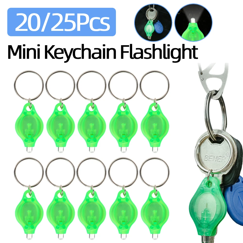 

20/25Pcs LED Mini Keychain Flashlight Battery Powered EDC Key Ring Light Portable Pocket Flashlight for Outdoor Hiking Camping