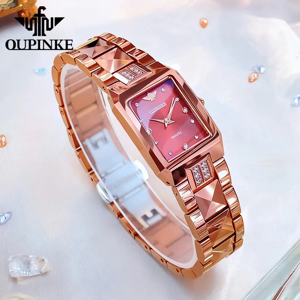 OUPINKE Women's Watches 3246 Trend Fashion Top Brand Swiss Original Quartz Movement Watch for Lady Tungsten Steel Waterproof