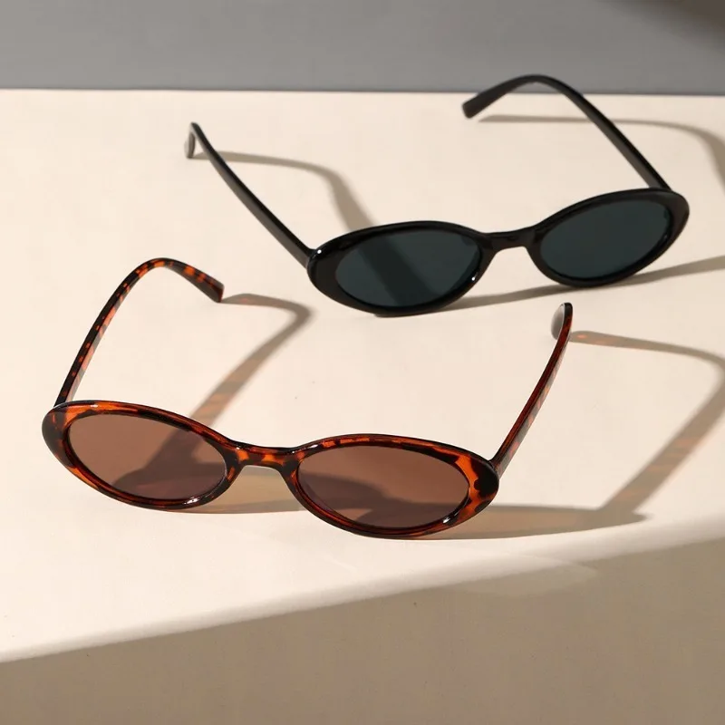 2 Stück ovale Retro-Sonnenbrille mit kleinem Rahmen, modische Sonnenbrille Uv400